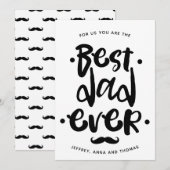 Beste vader ooit Black Script Mustache Vaderdag Feestdagenkaart (Voorkant / Achterkant)