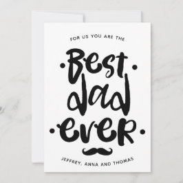 Beste vader ooit Black Script Mustache Vaderdag Feestdagenkaart