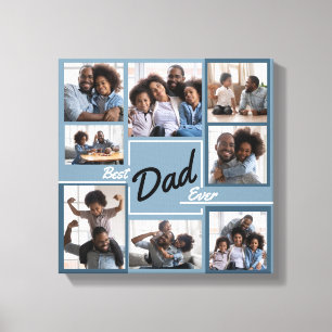Beste vader ooit blauw Foto Collage vaderdag Canvas Afdruk