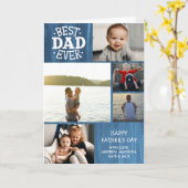 Beste vader ooit blauw hout 5 Foto Vaderdag Kaart (Gele Bloem)