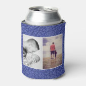 Beste vader ooit blauw leder afdrukken Foto collag Blikjeskoeler (Blikje Voorkant)