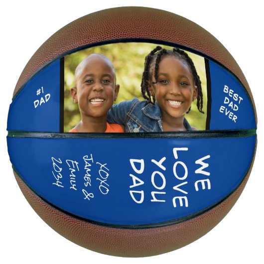 Beste vader ooit blauwe foto basketbal (Voorkant)