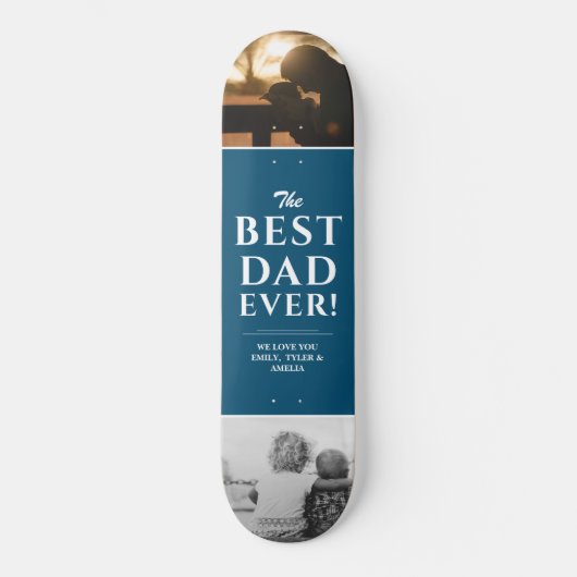 Beste vader ooit Blue Father's Day 2 Fotocollage Persoonlijk Skateboard (Voorkant)