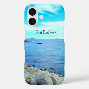 Beste vader ooit Blue Ocean Photo Azure Sky iPhone 16 Hoesje