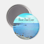 Beste vader ooit Blue Ocean Photo Azure Sky Magneet (Voorkant / Achterkant)