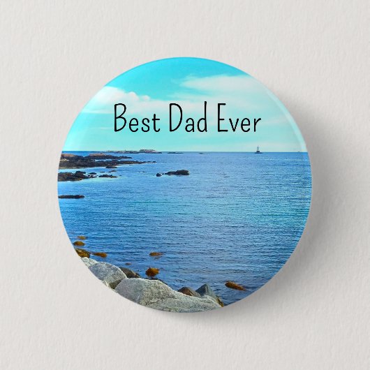 Beste vader ooit Blue Ocean Photo Azure Sky Ronde Button 5,7 Cm (Voorkant)