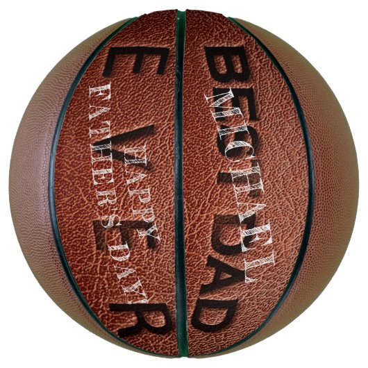 Beste vader ooit bruin leren stempel Vaderdag Basketbal (Verticaal)