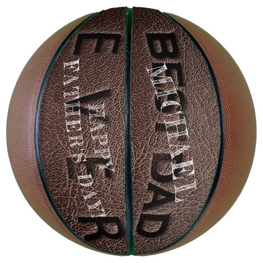 Beste vader ooit bruin leren stempel Vaderdag Basketbal (Verticaal)