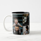 Beste vader ooit cadeau zwarte houtnerf foto colla tweekleurige koffiemok (Links)