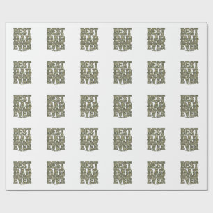 Beste Vader Ooit Camo Vintage Gravure Ontwerp_1 Cadeaupapier