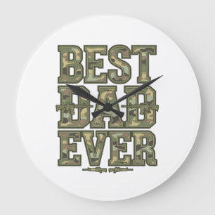Beste Vader Ooit Camo Vintage Gravure Ontwerp_1 Grote Klok