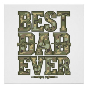 Beste Vader Ooit Camo Vintage Gravure Ontwerp_1 Perfect Poster