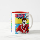 Beste vader ooit Comic Book personaliseren Tweekleurige Koffiemok (Voorkant rechts)