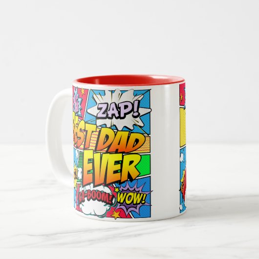 Beste vader ooit Comic Book personaliseren Tweekleurige Koffiemok (Voorkant links)