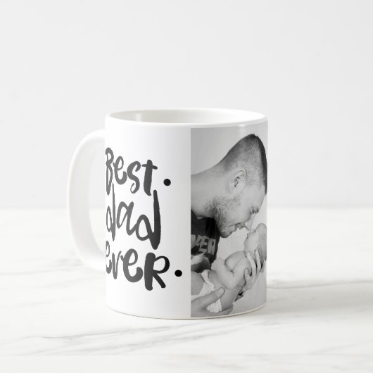 Beste vader ooit Cool Black Script Photo Vaderdag Koffiemok (Voorkant links)