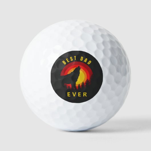 "Beste vader ooit" Coyote Wolf Sunrise Golfballen (Voorkant)