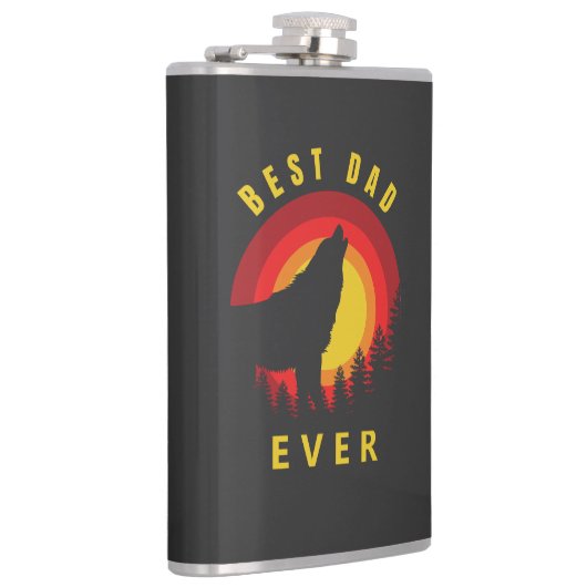 "Beste vader ooit" Coyote Wolf Sunrise Heupfles (Rechts)