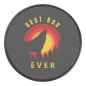 "Beste vader ooit" Coyote Wolf Sunrise Hockey Puck (Voorkant)