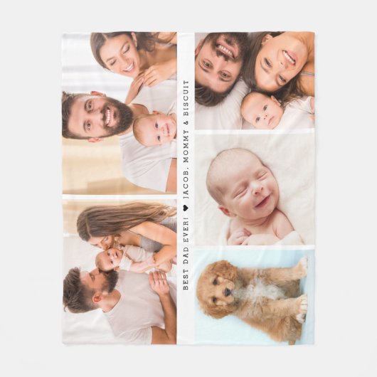 Beste vader ooit Custom foto collage Fleece Deken (Voorkant)