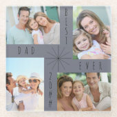 Beste vader ooit Editable 4 Foto Collage Glazen Onderzetter (Voorkant)