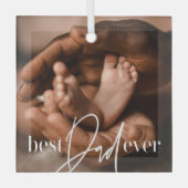 Beste vader ooit een moderne, eenvoudige elegante glas ornament (Voorkant)