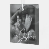 Beste vader ooit een moderne, eenvoudige elegante  glas ornament (Voorkant links)