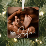 Beste vader ooit een moderne, eenvoudige elegante  metalen ornament<br><div class="desc">Dit eenvoudige en moderne ontwerp bestaat uit serif en cursieve typografie en voegt een douanefoto toe</div>