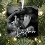 Beste vader ooit een moderne, eenvoudige elegante  metalen ornament<br><div class="desc">Dit eenvoudige en moderne ontwerp bestaat uit serif en cursieve typografie en voegt een douanefoto toe</div>