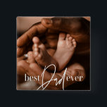 Beste vader ooit een moderne, eenvoudige elegante  vierkante button 5,1 cm<br><div class="desc">Dit eenvoudige en moderne ontwerp bestaat uit serif en cursieve typografie en voegt een douanefoto toe</div>