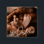 Beste vader ooit een moderne, eenvoudige elegante  vierkante button 5,1 cm<br><div class="desc">Dit eenvoudige en moderne ontwerp bestaat uit serif en cursieve typografie en voegt een douanefoto toe</div>