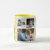 Beste vader ooit eenvoudig 5 foto-collage geel mok (Midden)