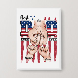 Beste vader ooit - Fist Bump USA Flag - 2 Kinder Button