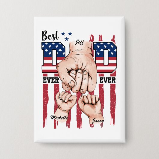 Beste vader ooit - Fist Bump USA Flag - 2 Kinder Button (Voorkant)