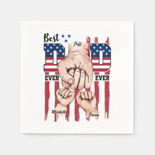 Beste vader ooit - Fist Bump USA Flag - 2 Kinder Servet