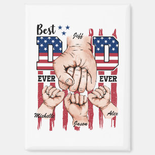Beste vader ooit - Fist Bump USA Flag - 3 Kinder Magneet