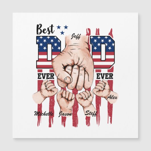 Beste vader ooit - Fist Bump USA Flag - 4 Kinder (Voorkant)