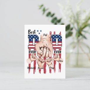 Beste vader ooit - Fist Bump USA Flag - 4 Kinder Briefkaart