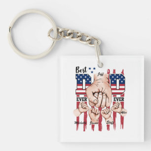 Beste vader ooit - Fist Bump USA Flag - 4 Kinder Sleutelhanger