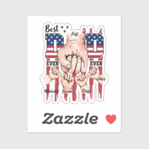 Beste vader ooit - Fist Bump USA Flag - 4 Kinder Sticker