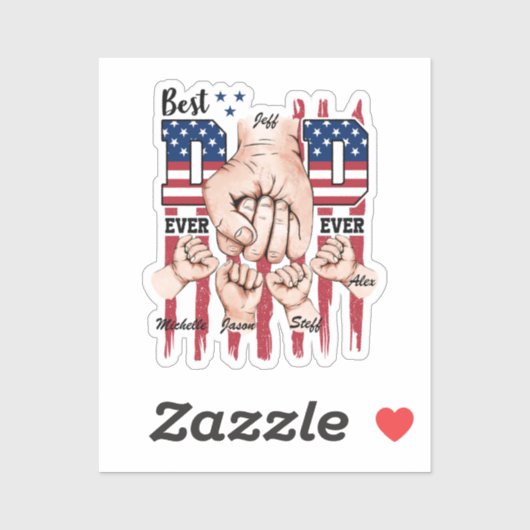 Beste vader ooit - Fist Bump USA Flag - 4 Kinder Sticker (Vel)