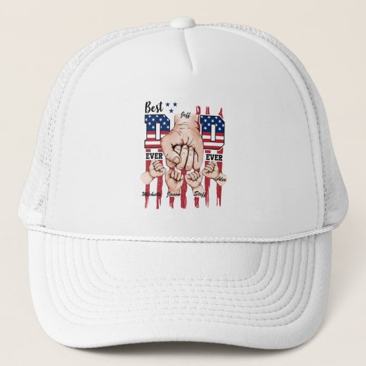 Beste vader ooit - Fist Bump USA Flag - 4 Kinder Trucker Pet (Voorkant)