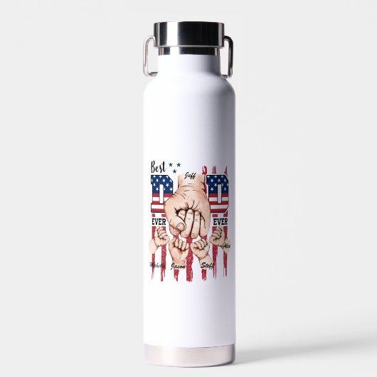 Beste vader ooit - Fist Bump USA Flag - 4 Kinder Waterfles (Voorkant)