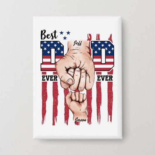 Beste vader ooit - Fist Bump USA Vlag - 1 Kind Button (Voorkant)