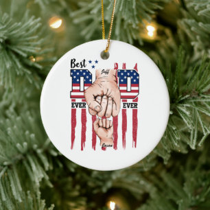 Beste vader ooit - Fist Bump USA Vlag - 1 Kind Keramisch Ornament