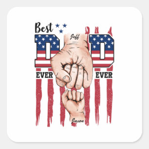 Beste vader ooit - Fist Bump USA Vlag - 1 Kind Vierkante Sticker