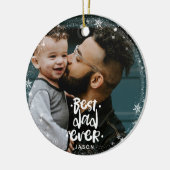 Beste vader ooit Foto Aangepaste naam Snowflake Li Keramisch Ornament (Links)