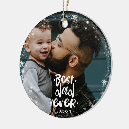 Beste vader ooit Foto Aangepaste naam Snowflake Li Keramisch Ornament (Links)