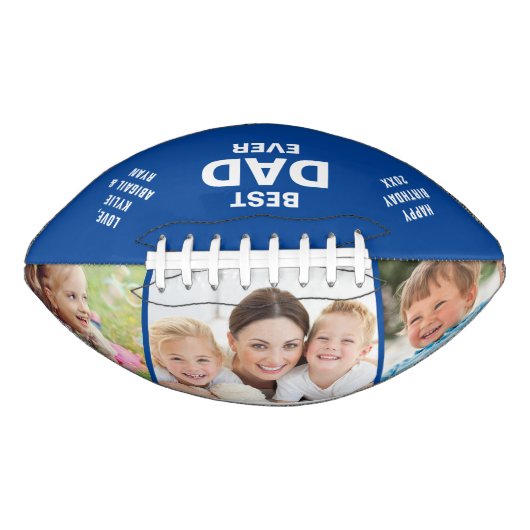 Beste vader ooit foto collage blauw american football (Voorkant)