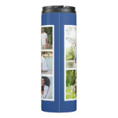 Beste vader ooit Foto Collage Blue en White Thermosbeker (Achterkant)