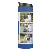 Beste vader ooit Foto Collage Blue en White Thermosbeker (Geroteerd rechts)
